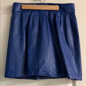 Elegant Blue Leather Skirt